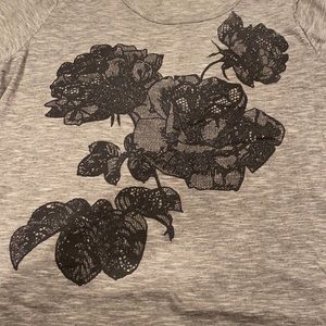 Just my size gray T-shirt with black floral design